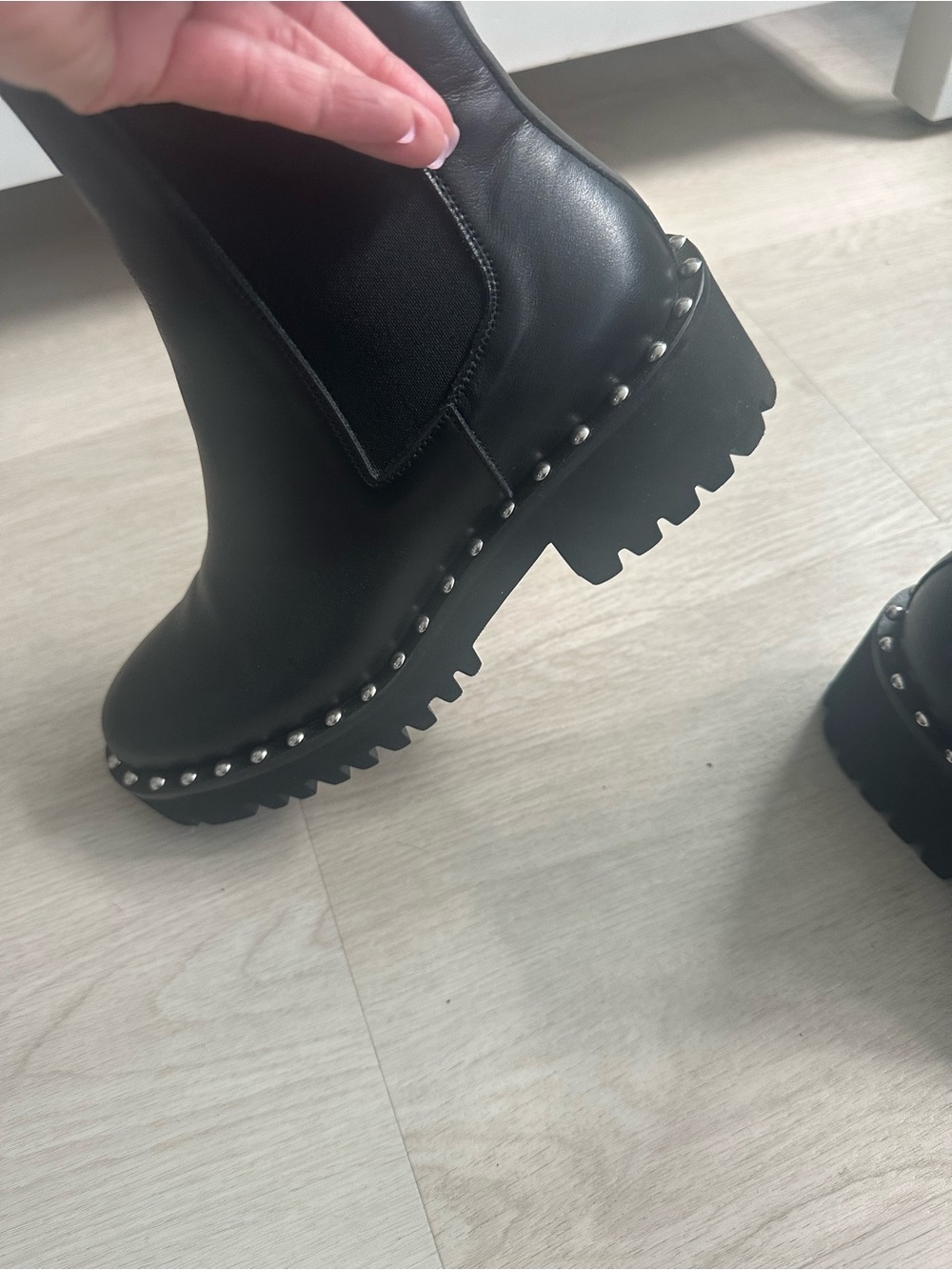 Freda Salvador Bailey Black Studded Chelsea Rain Boot - Women 7.5 - Picture 6 of 16